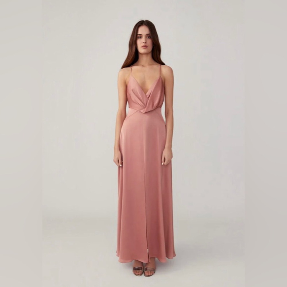 FAME AND PARTNERS Draped Bodice Split Dress